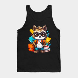 Back to School Cute Raccoon Lover First Day of School Tank Top